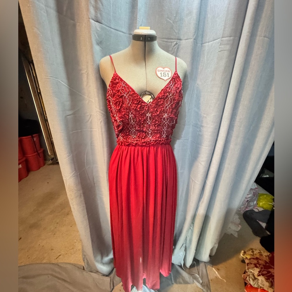 Elegant Red Lace Dress